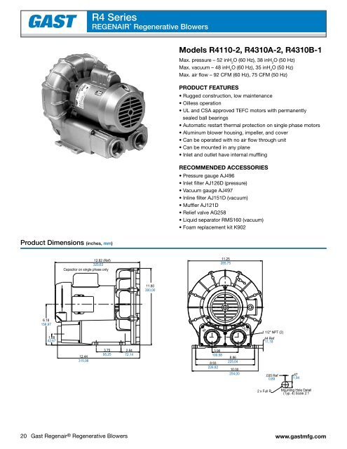 20 Gast RegenairÂ® Regenerative Blowers www