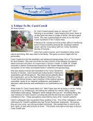 Tribute to Dr. Carol Cowell - Turner Syndrome Society of Canada