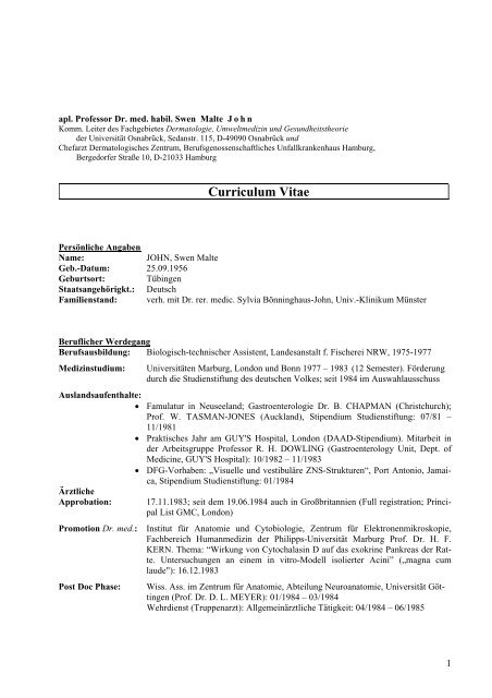 Curriculum Vitae Deutsche ärzte Versicherung