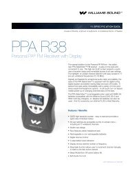 PPA R38 Specifications - Williams Sound