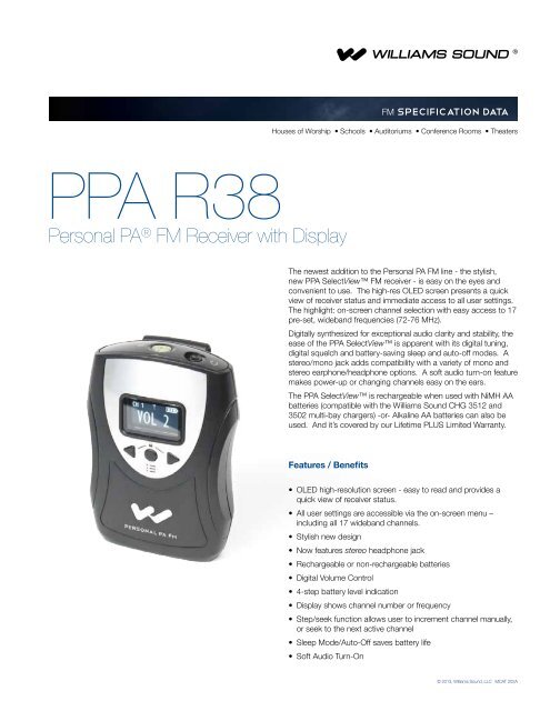 PPA R38 Specifications - Williams Sound