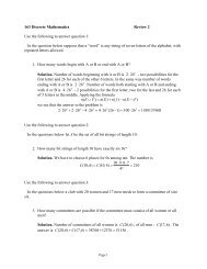 163 Discrete Mathematics Review 2 Use the following to answer ...