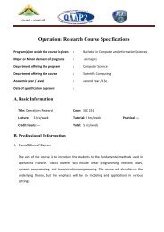 Operations Research Course Specifications