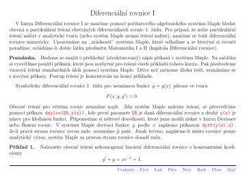 Diferenciální rovnice I