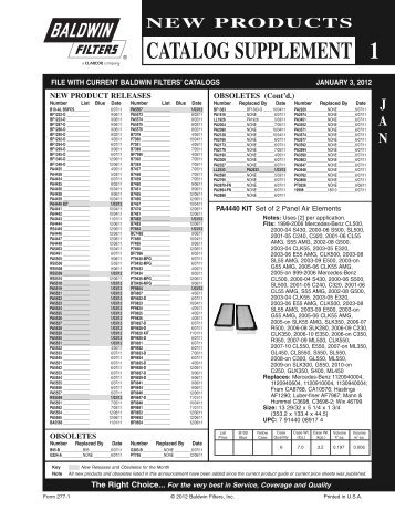 new products catalog supplement 1 - Baldwin Filters