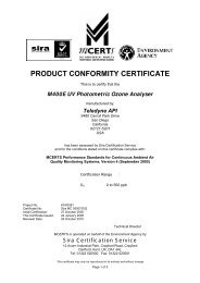 PRODUCT CONFORMITY CERTIFICATE - Sira Environmental