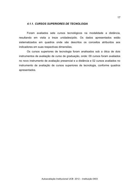 RelatÃ³rio de AutoavaliaÃ§Ã£o Parcial - Universidade CatÃ³lica de BrasÃ­lia