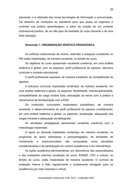 RelatÃ³rio de AutoavaliaÃ§Ã£o Parcial - Universidade CatÃ³lica de BrasÃ­lia