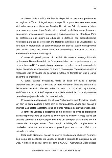 RelatÃ³rio de AutoavaliaÃ§Ã£o Parcial - Universidade CatÃ³lica de BrasÃ­lia