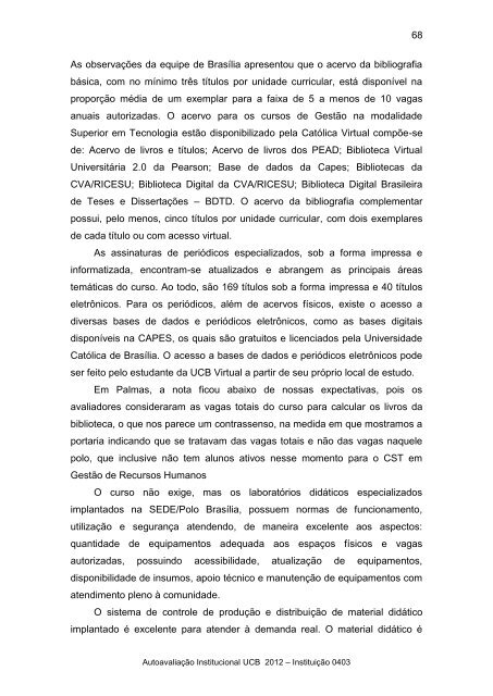 RelatÃ³rio de AutoavaliaÃ§Ã£o Parcial - Universidade CatÃ³lica de BrasÃ­lia