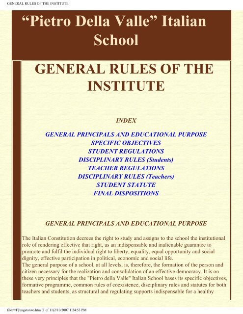 general rules of the institute - Welcome to Official Site of Pietro ...