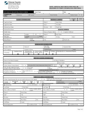 Registration form - Simcoe County District School Board