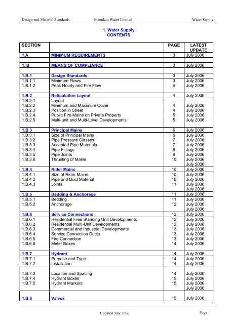 Manukau Water Engineering Design Standards - Watercare