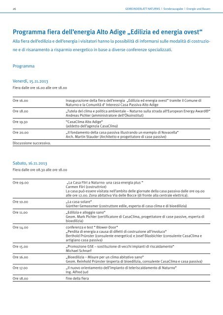 Sonderausgabe Gemeindeblatt Naturns - IG Passivhaus Südtirol