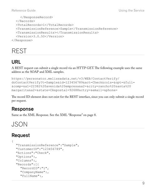 Reference Guide - Melissa Data