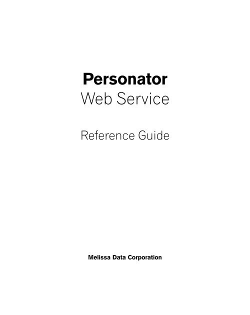 Reference Guide - Melissa Data