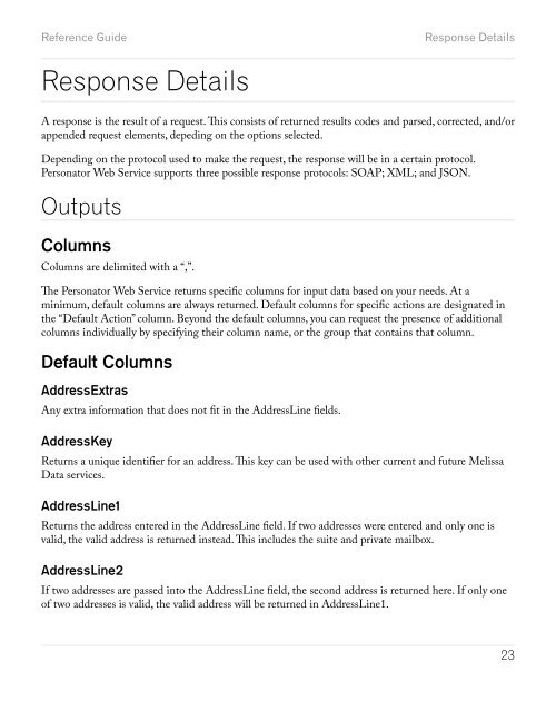 Reference Guide - Melissa Data