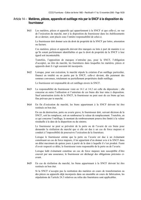 Cahier des Clauses et Conditions GÃ©nÃ©rales Fournitures - RFF