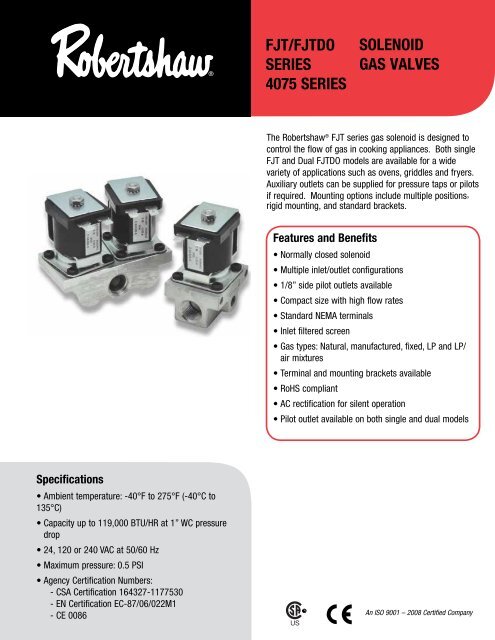 Solenoid GaS ValVeS FJT/FJTdo SeRieS 4075 SeRieS - Uni-Line