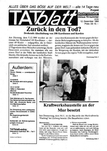 Das TATblatt-extra: Diskussion Opernball '90 erscheint bis zum ...