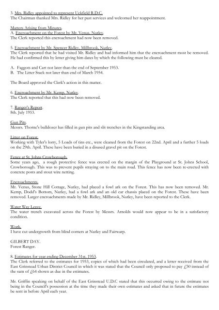 Transcript Historical Minute Book 1952 to 1965 - Ashdown Forest