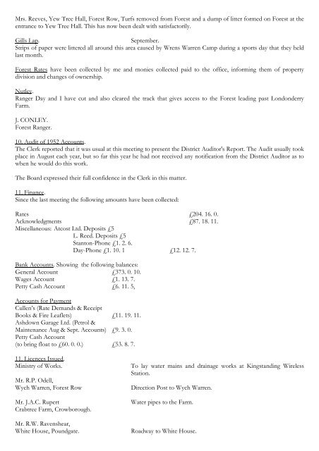 Transcript Historical Minute Book 1952 to 1965 - Ashdown Forest
