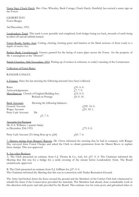 Transcript Historical Minute Book 1952 to 1965 - Ashdown Forest