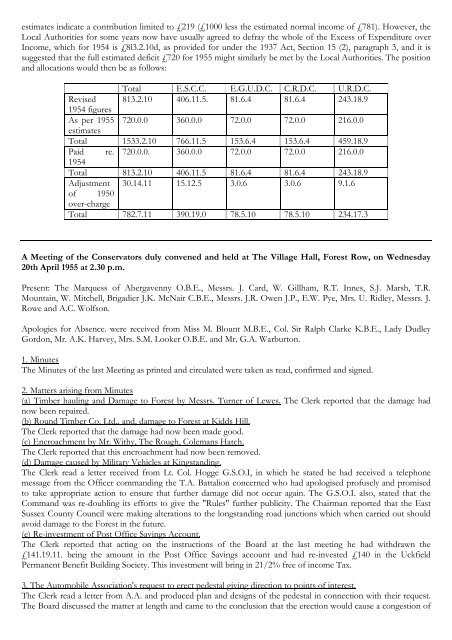 Transcript Historical Minute Book 1952 to 1965 - Ashdown Forest