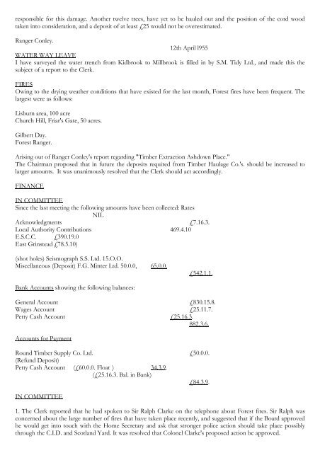 Transcript Historical Minute Book 1952 to 1965 - Ashdown Forest