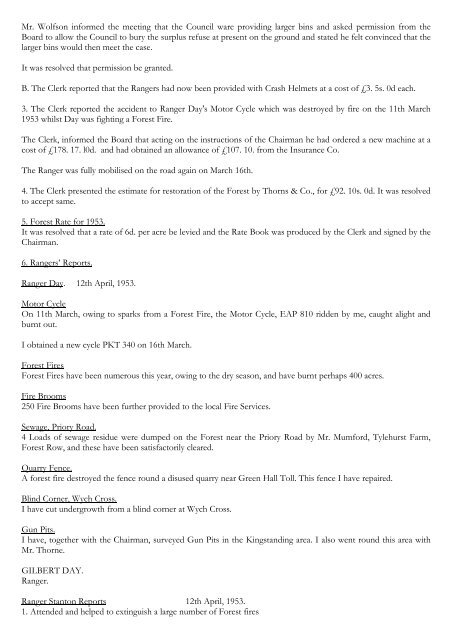 Transcript Historical Minute Book 1952 to 1965 - Ashdown Forest