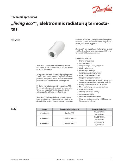living eco®, Elektroninis radiatorių termostatas - Danfoss