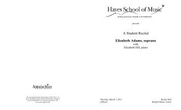 Elizabeth Adams, soprano - Hayes School of Music