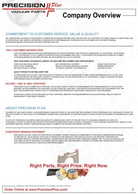 Material Handling & Food Processing Catalog - Precision Plus