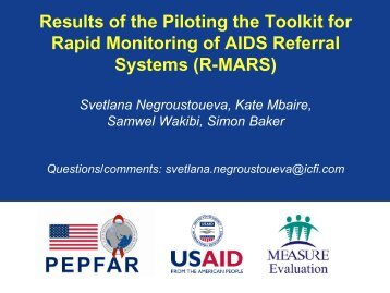 Results of the Piloting the Toolkit for Rapid Monitoring of AIDS ...