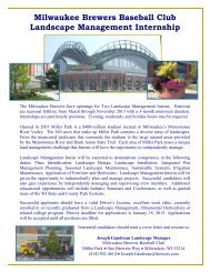 Milwaukee Brewers Baseball Club - Department of Horticulture