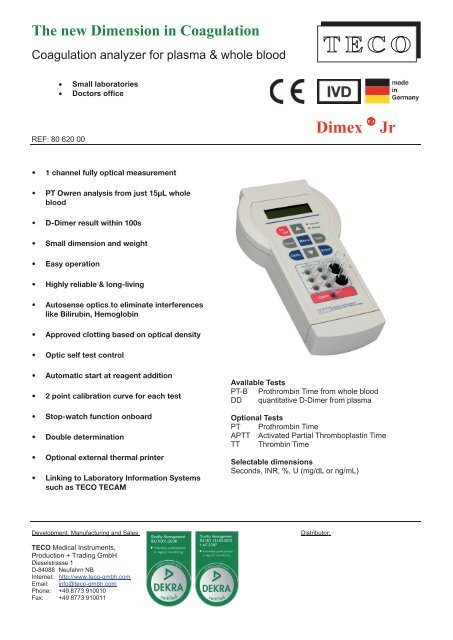 Flyer Dimex Â® Jr. - Teco Medical Instruments