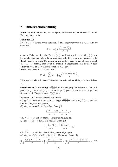 Skript zur Vorlesung Analysis 1 im SS2011 - Johannes Gutenberg ...