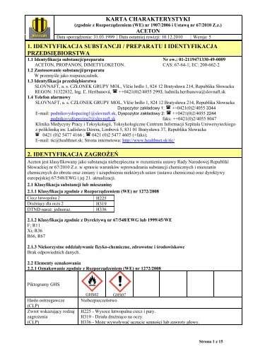 karta charakterystyki 1. identyfikacja substancji / preparatu ... - Slovnaft