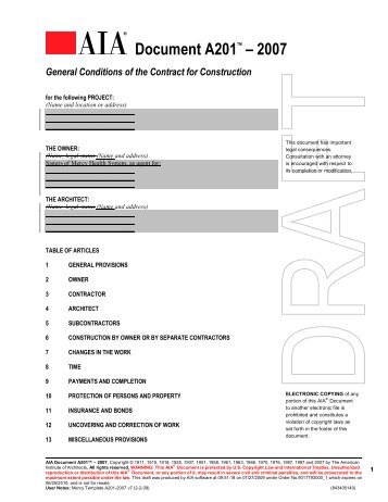a201 general conditions for construction contractpdf mercy