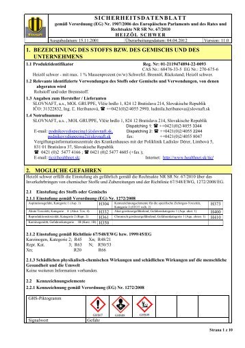 SICHERHEITSDATENBLATT 1. BEZEICHNUNG DES ... - Slovnaft