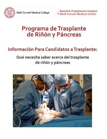 Programa de Trasplante de RiÃ±Ã³n y PÃ¡ncreas - Weill Cornell ...