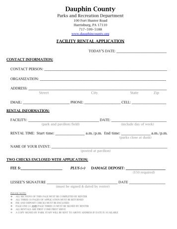 Pavilion Rental Application - Wildwood Park