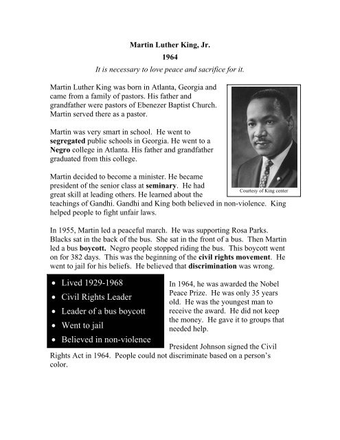 Martin Luther King, Jr - The Nobel Peace Laureate Project