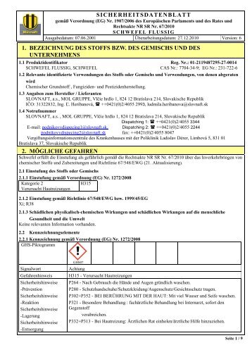 SICHERHEITSDATENBLATT 1. BEZEICHNUNG DES ... - Slovnaft