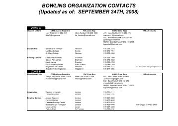 Contact Listing - Master Bowlers Association of Ontario