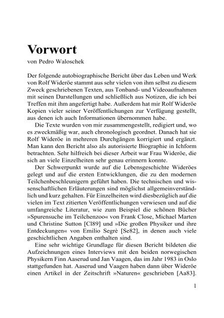 Als die Teilchen laufen lernten - Pedro Waloschek Homepage