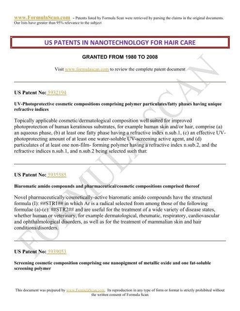 HAIR STYLING PATENTS FOR 2006 - Patent and Intellectual ...