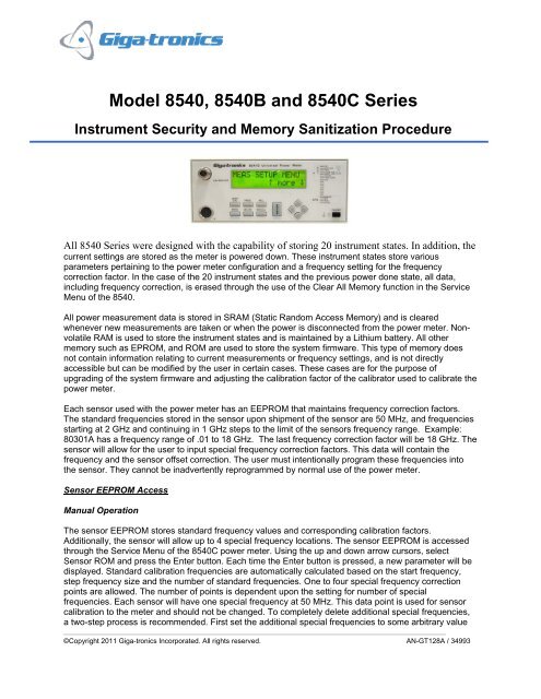 Model 8540, 8540B and 8540C Series Instrument ... - Giga-tronics