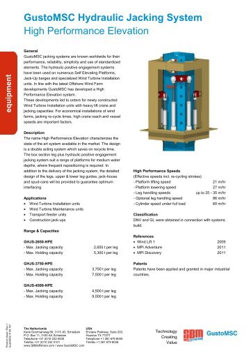 GustoMSC Hydraulic Jacking System High Performance Elevation