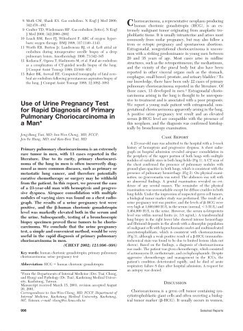 Use of Urine Pregnancy Test for Rapid Diagnosis of Primary ...